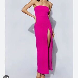 Meshki Fuchsia Rachel Maxi Split Front Dress